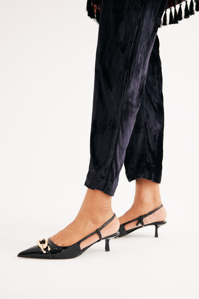 Rani pink Stripe Mashroo Satin Embroidered Tunic and Black Narrow Pants, Black Silk Velvet Narrow Pants, Mashru cotton satin fabric, Flared sleeves with tassels Hand embroidered with sequins, Tassle at sleeves, BeTrue, Be True