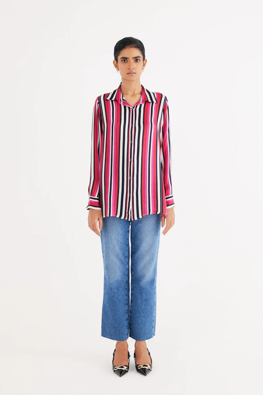 Pink Stripe Silk Shirt