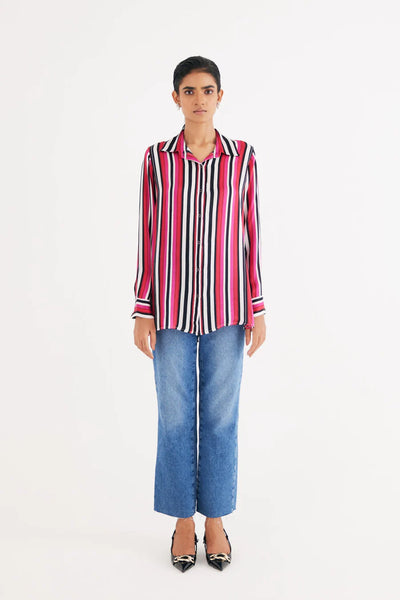 Pink Stripe Silk Shirt