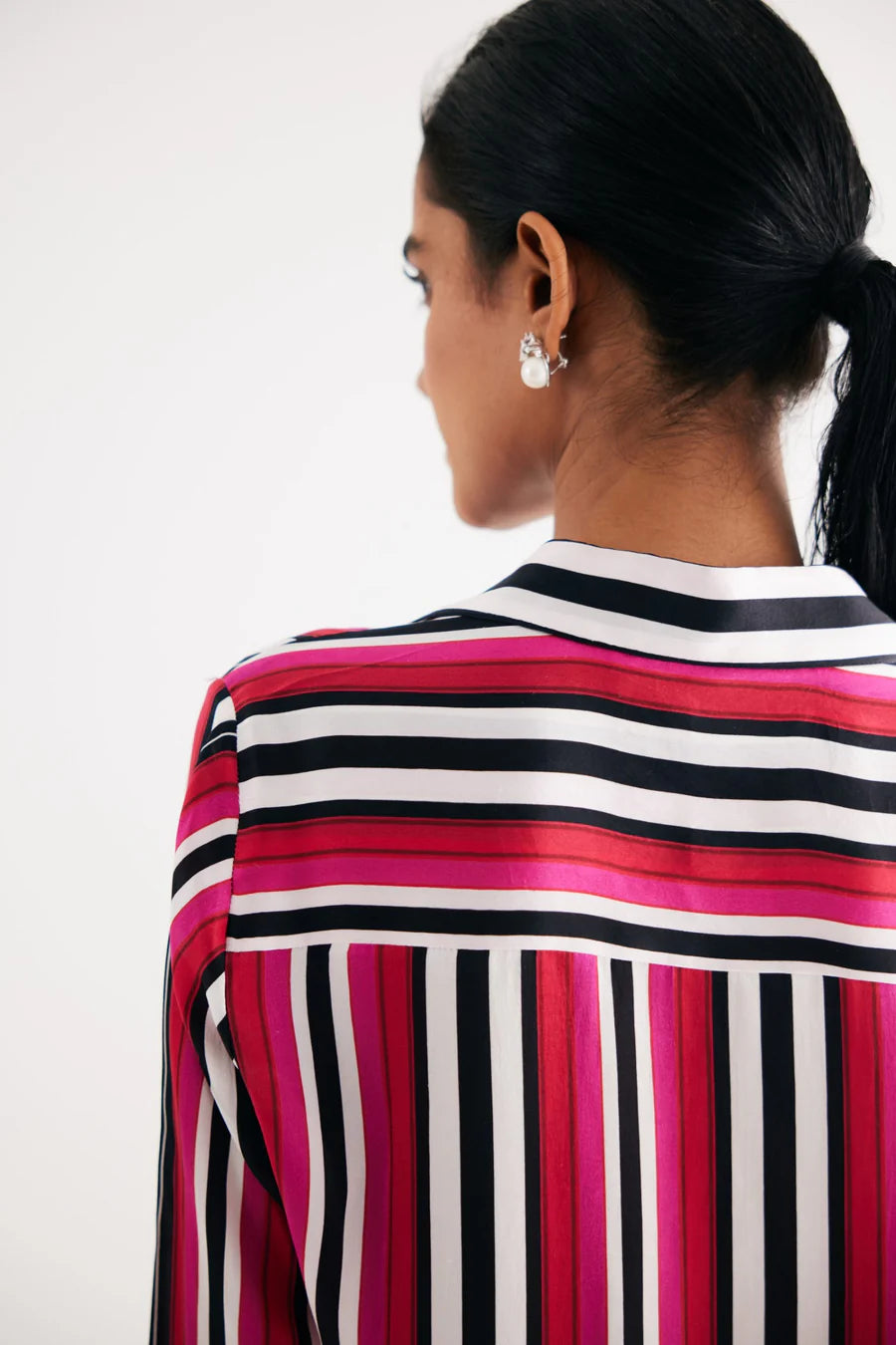 Pink Stripe Silk Shirt