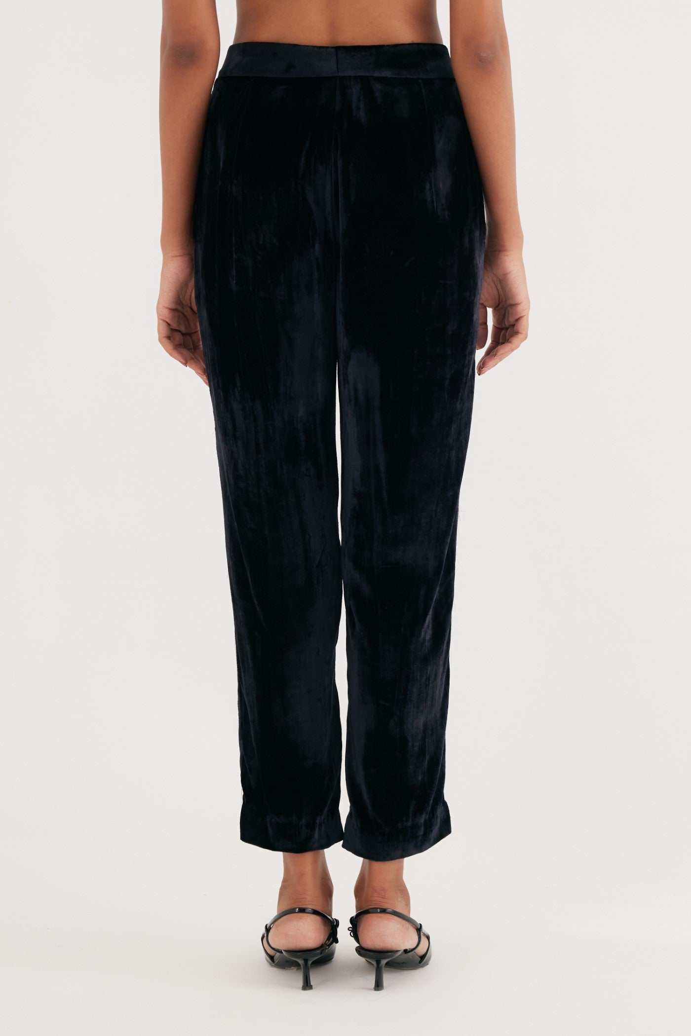 Rani pink Stripe Mashroo Satin Embroidered Tunic and Black Narrow Pants, Black Silk Velvet Narrow Pants, Mashru cotton satin fabric, Flared sleeves with tassels Hand embroidered with sequins, Tassle at sleeves, BeTrue, Be True