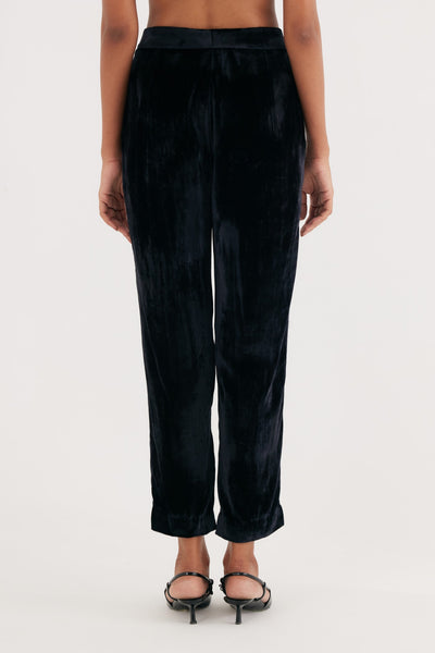 Rani pink Stripe Mashroo Satin Embroidered Tunic and Black Narrow Pants, Black Silk Velvet Narrow Pants, Mashru cotton satin fabric, Flared sleeves with tassels Hand embroidered with sequins, Tassle at sleeves, BeTrue, Be True