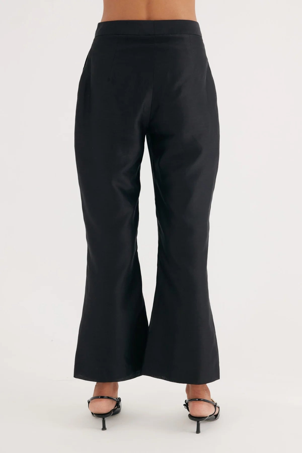 Black Silk Chanderi Embroidered Temple Jacket and Flared Pant Set