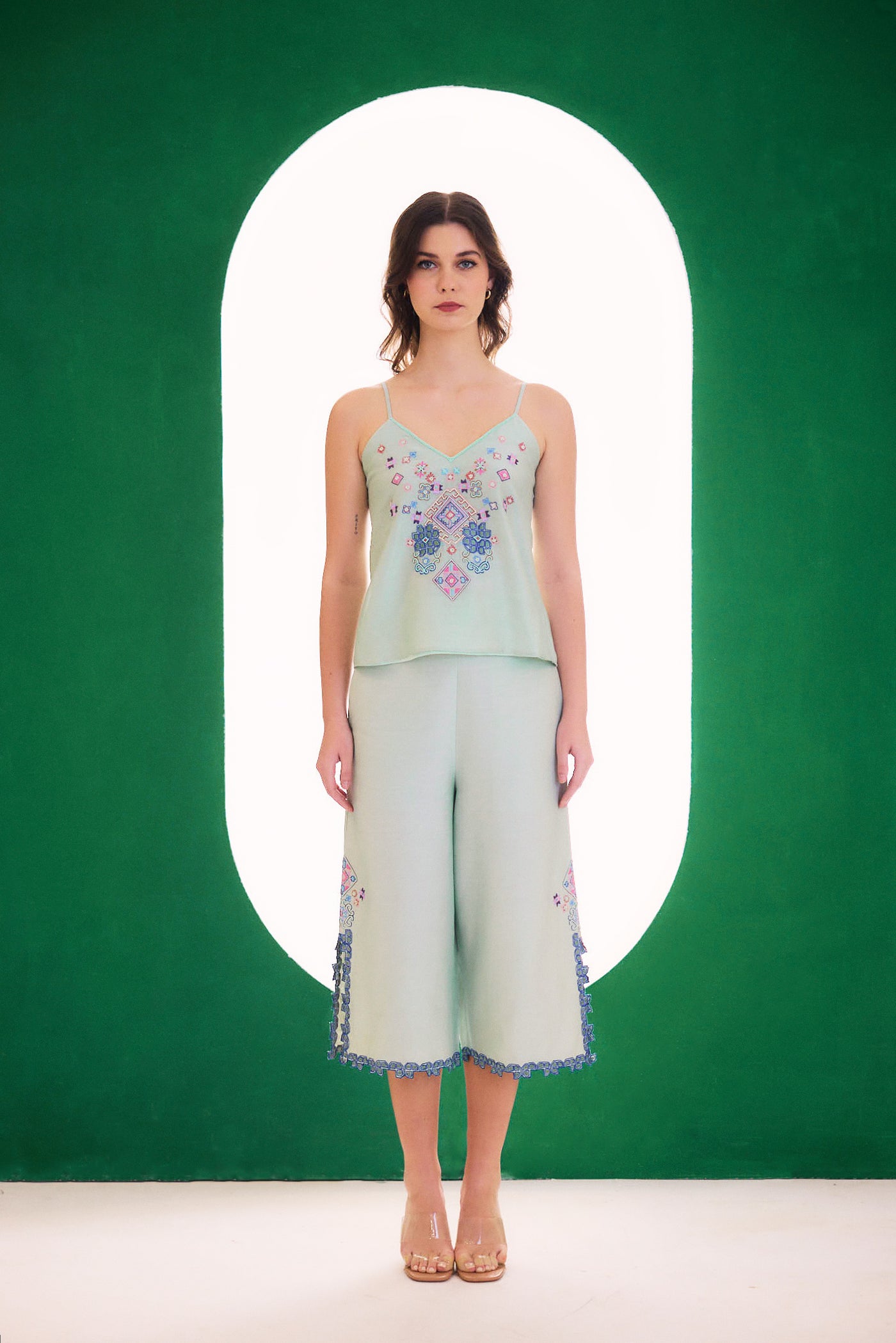 Mint Embroidered Dreamer Spaghetti
