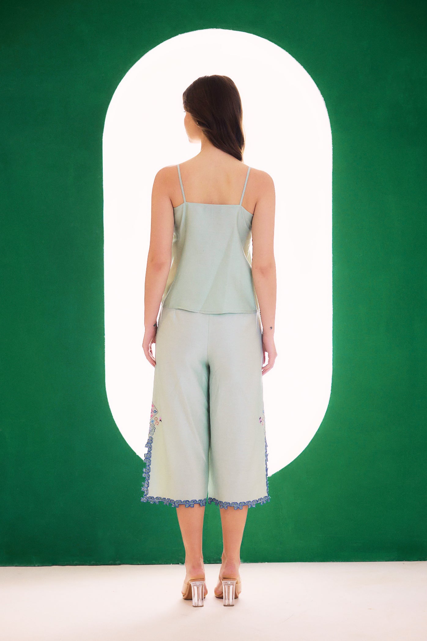 Mint Embroidered Dreamer Spaghetti