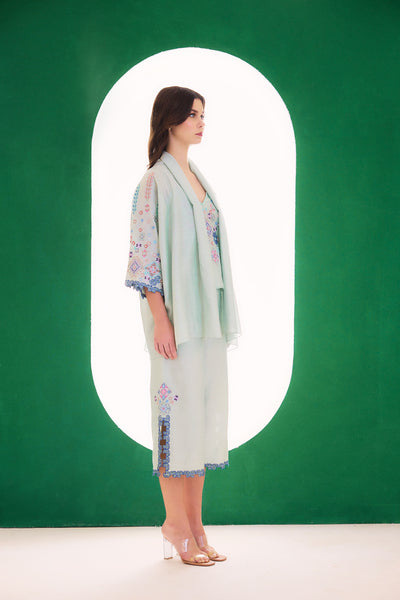 Mint Embroidered Dreamer Cape Set