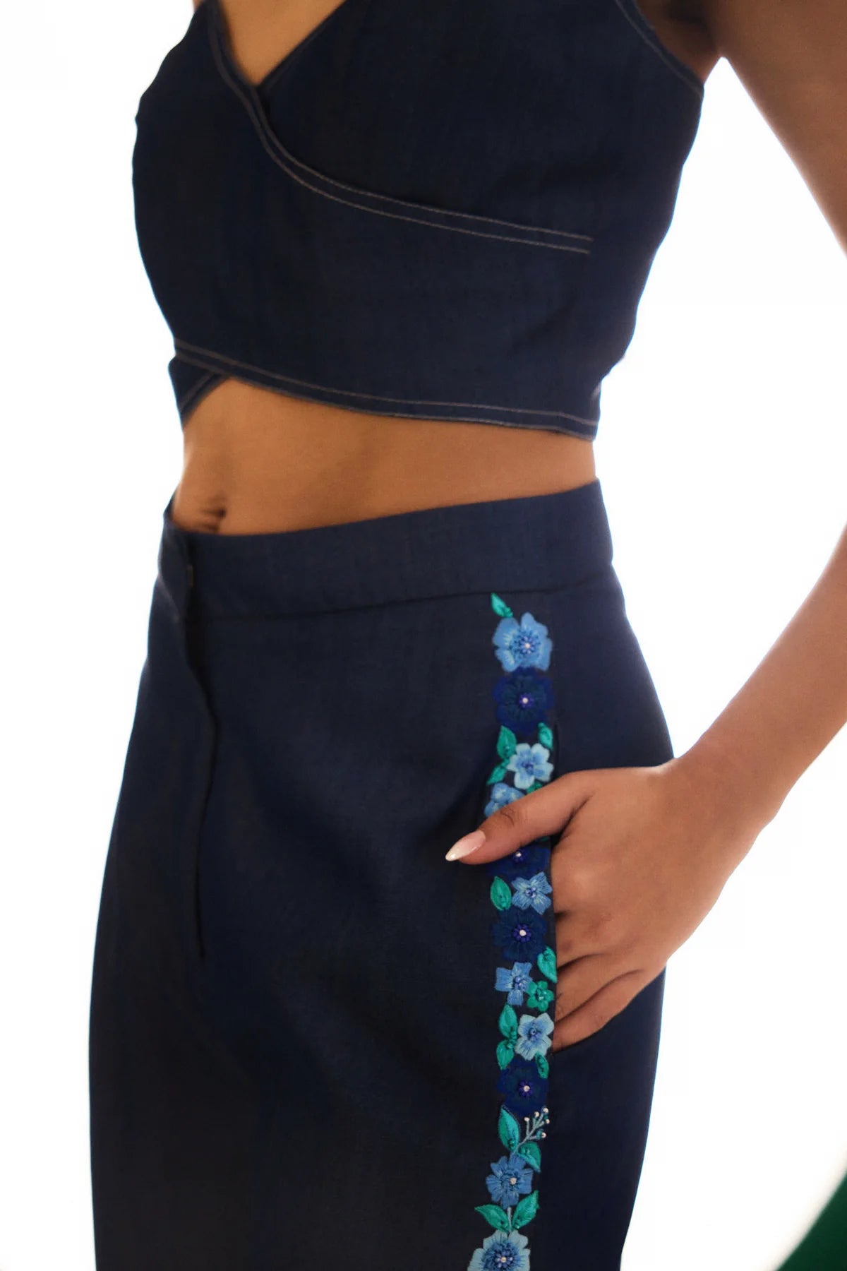 Denim Embroidered Utopian Pants