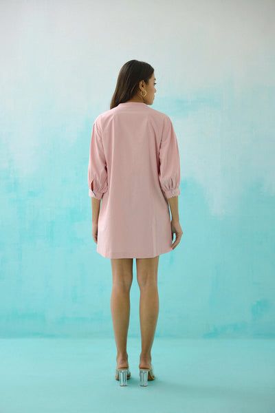 Blush pink cotton Embroidered Idealist Shift Dress