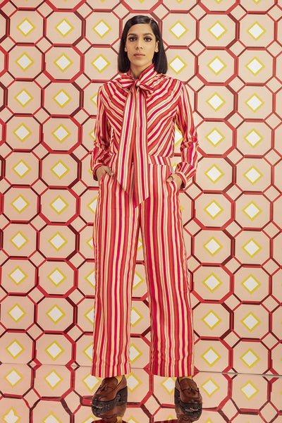 Happy Stripes Wide Leg Pants in Handloom Organic Banana Silk, BeTrue, Be True