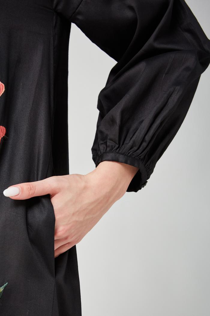 Peach Floral a Line Long Dress