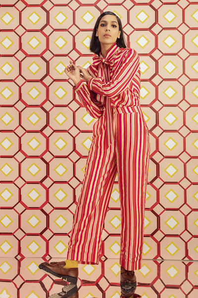 Happy Stripes Wide Leg Pants in Handloom Organic Banana Silk, BeTrue, Be True