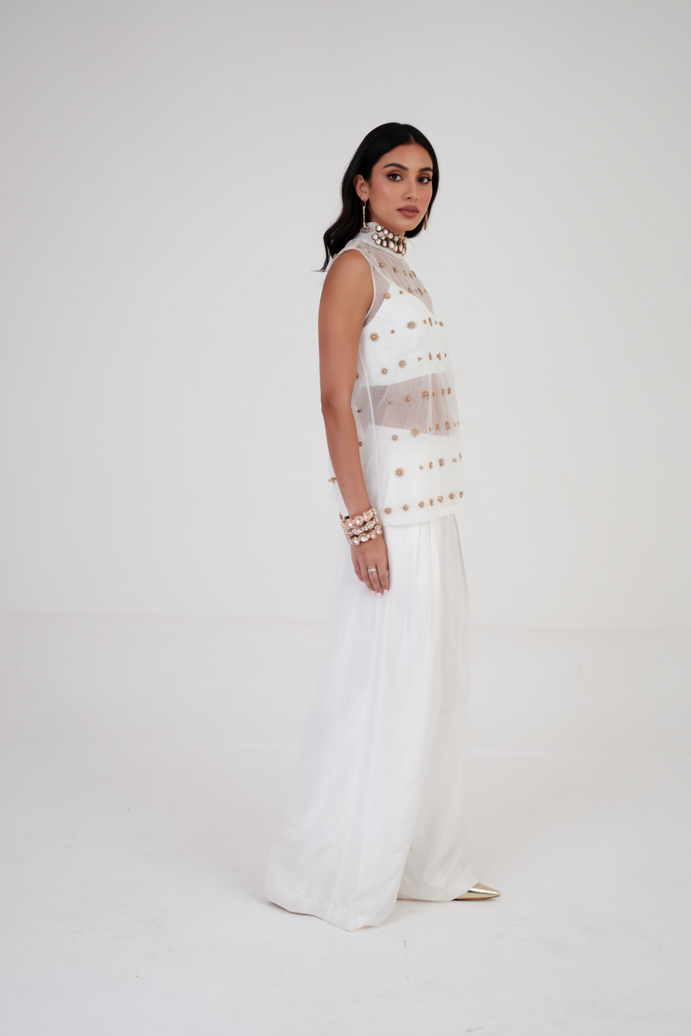 Golden Ivory Embroidered Top