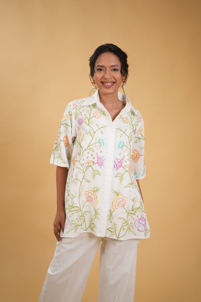 Wildflower Embroidered Cut Work Shirt