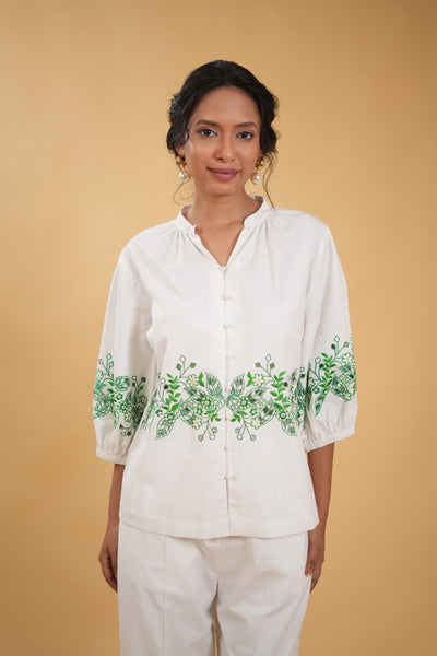 Wild Flower Embroidered Cotton Blouse