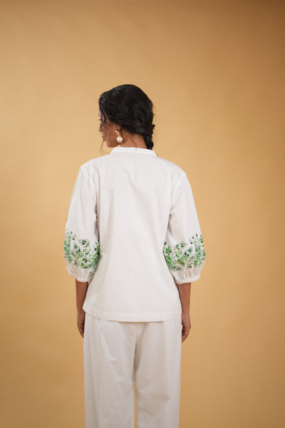 Wild Flower Embroidered Cotton Blouse