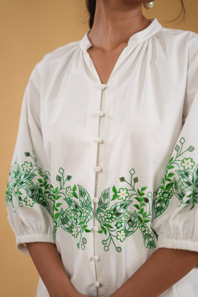 Wild Flower Embroidered Cotton Blouse