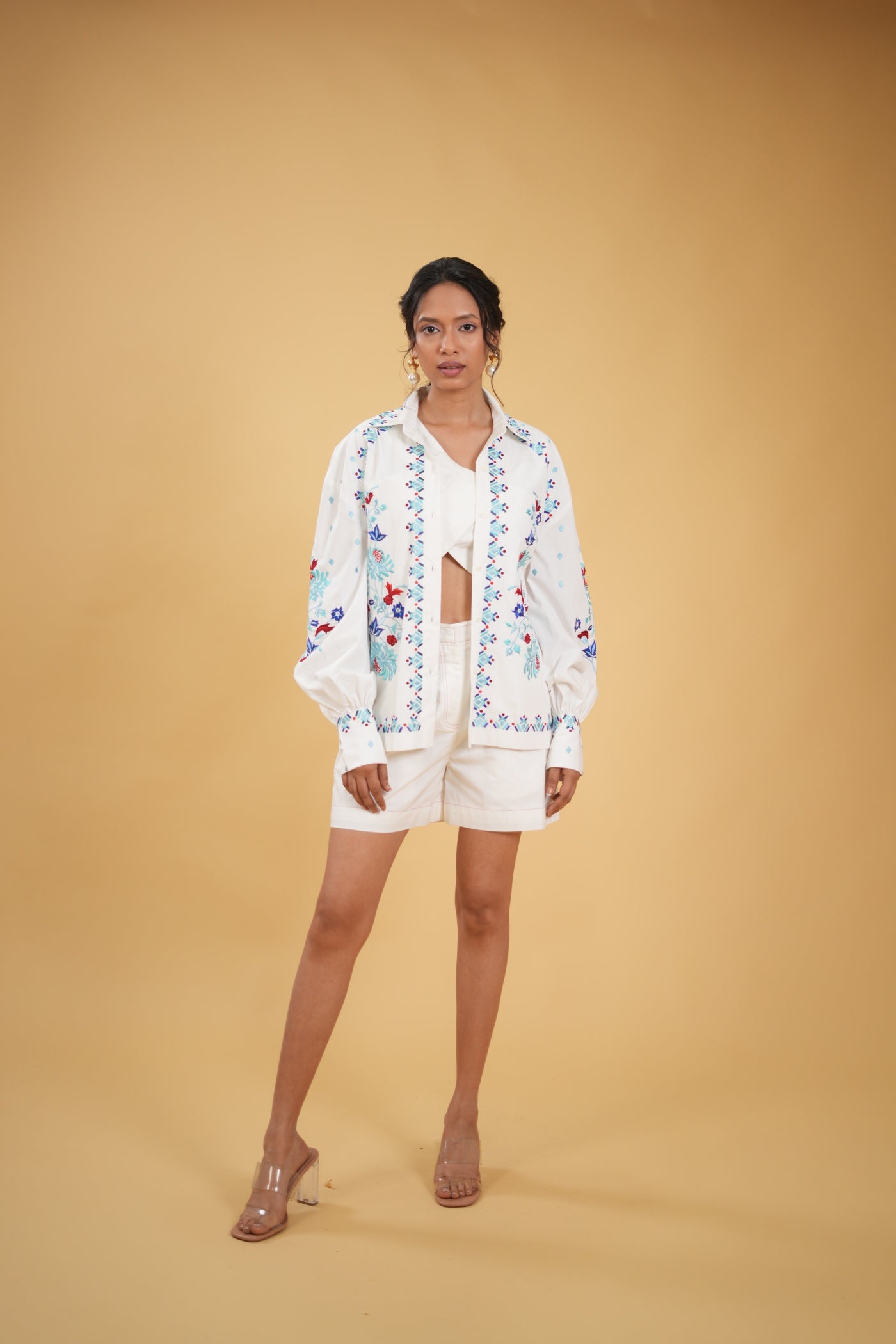 Dahlia Bloom Embroidered Shirt