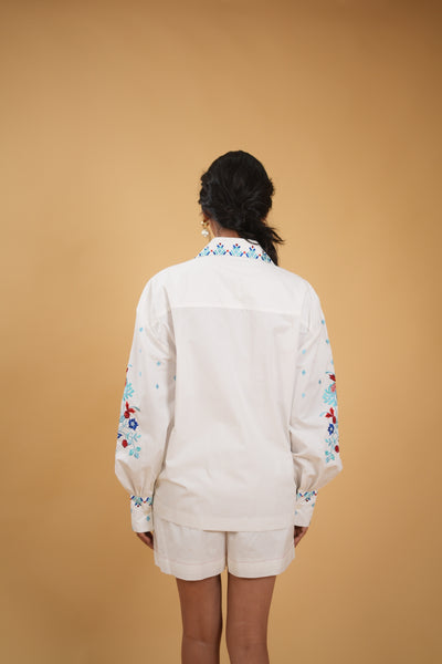 Dahlia Bloom Embroidered Shirt