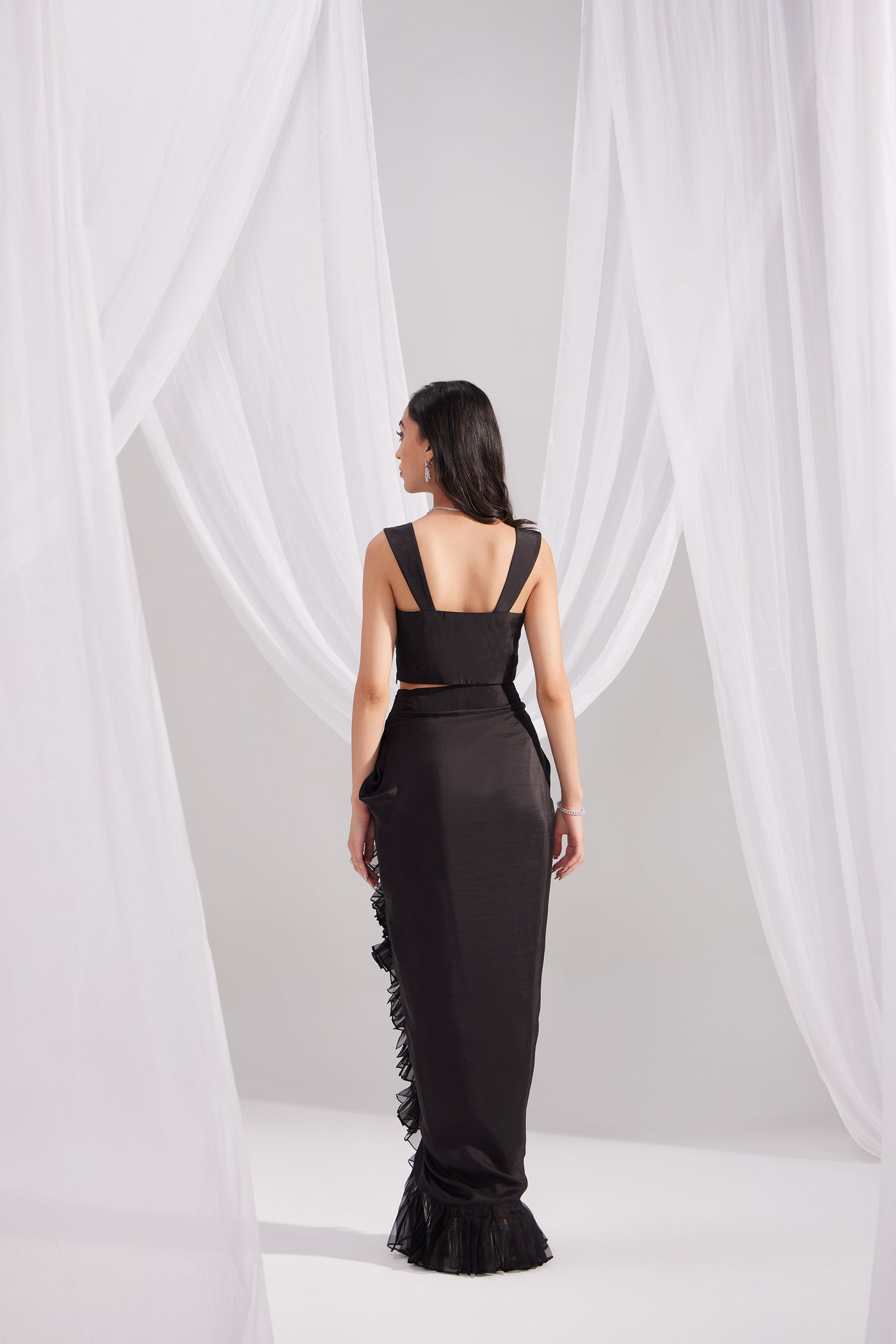 Black Embroidered Silk Bustier