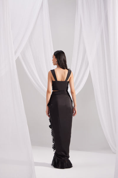 Black Embroidered Silk Bustier