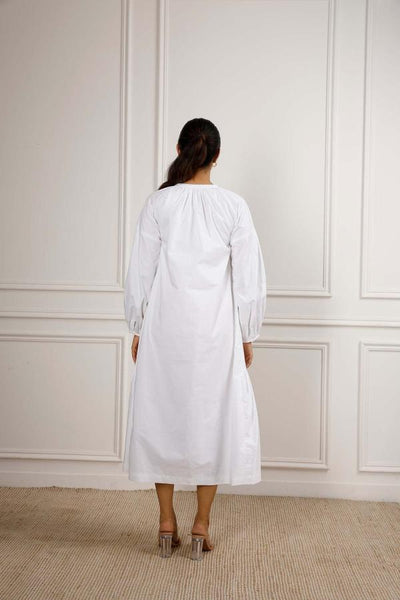 Blue Floral A Line Long Dress