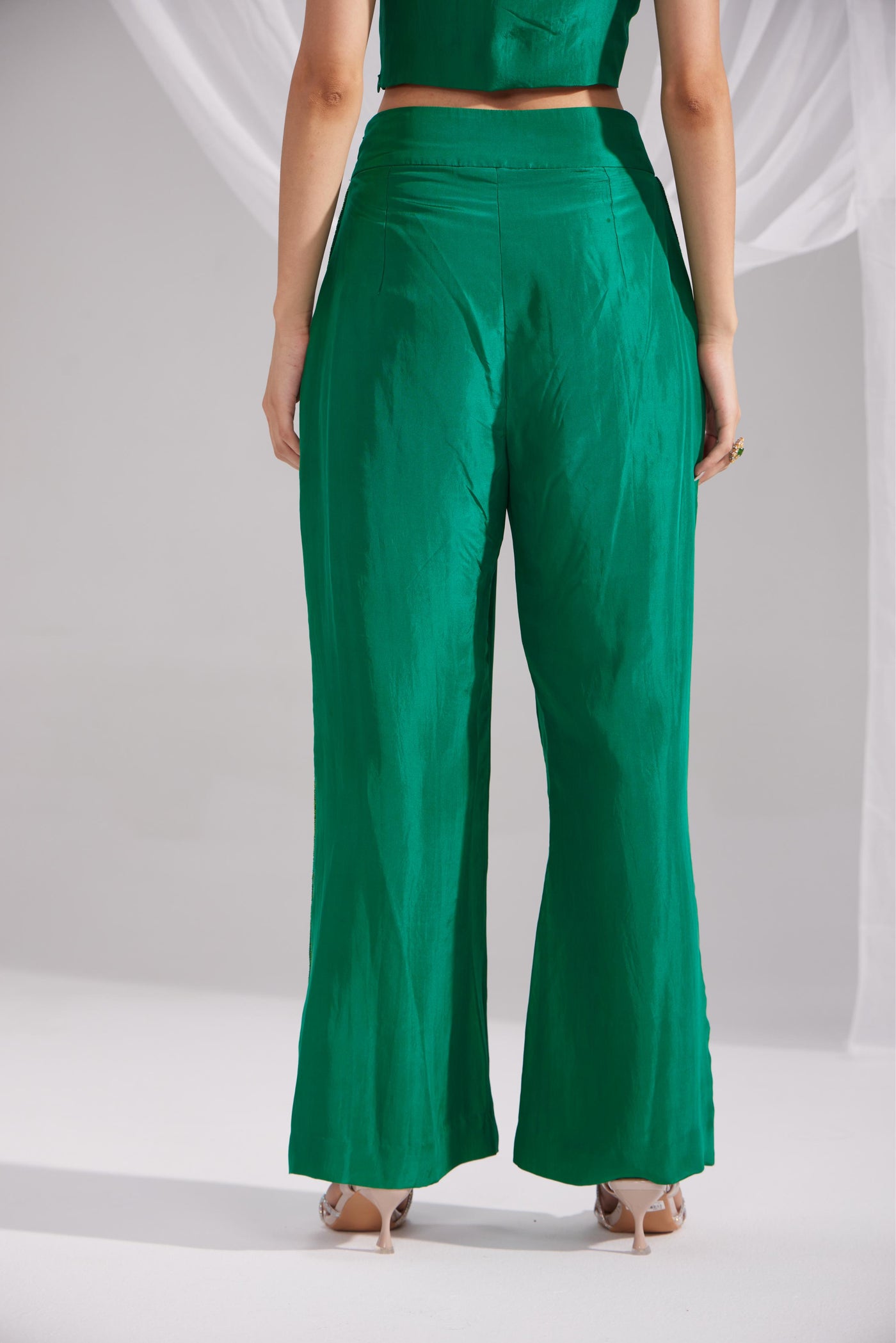 Golden Organza Jewel Embroidered Jacket Set