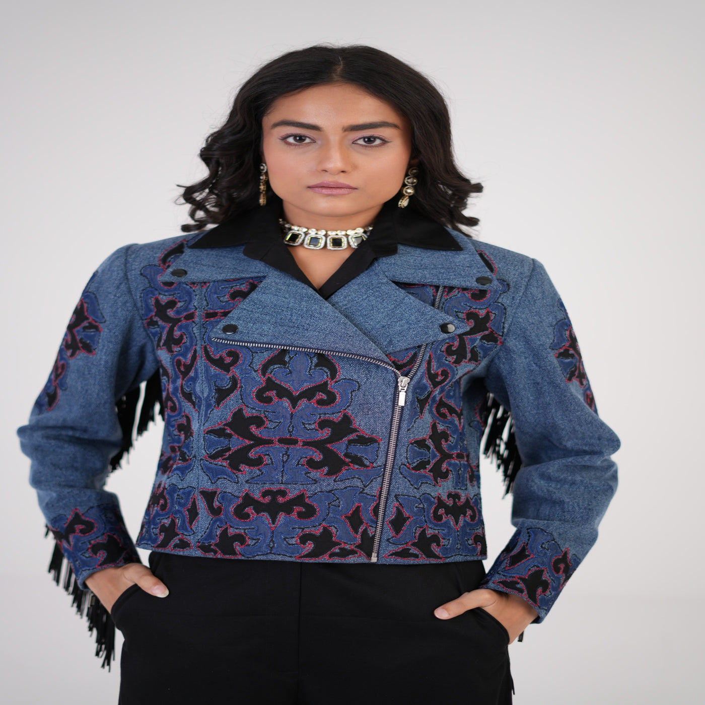 Artful Denim Biker Jacket