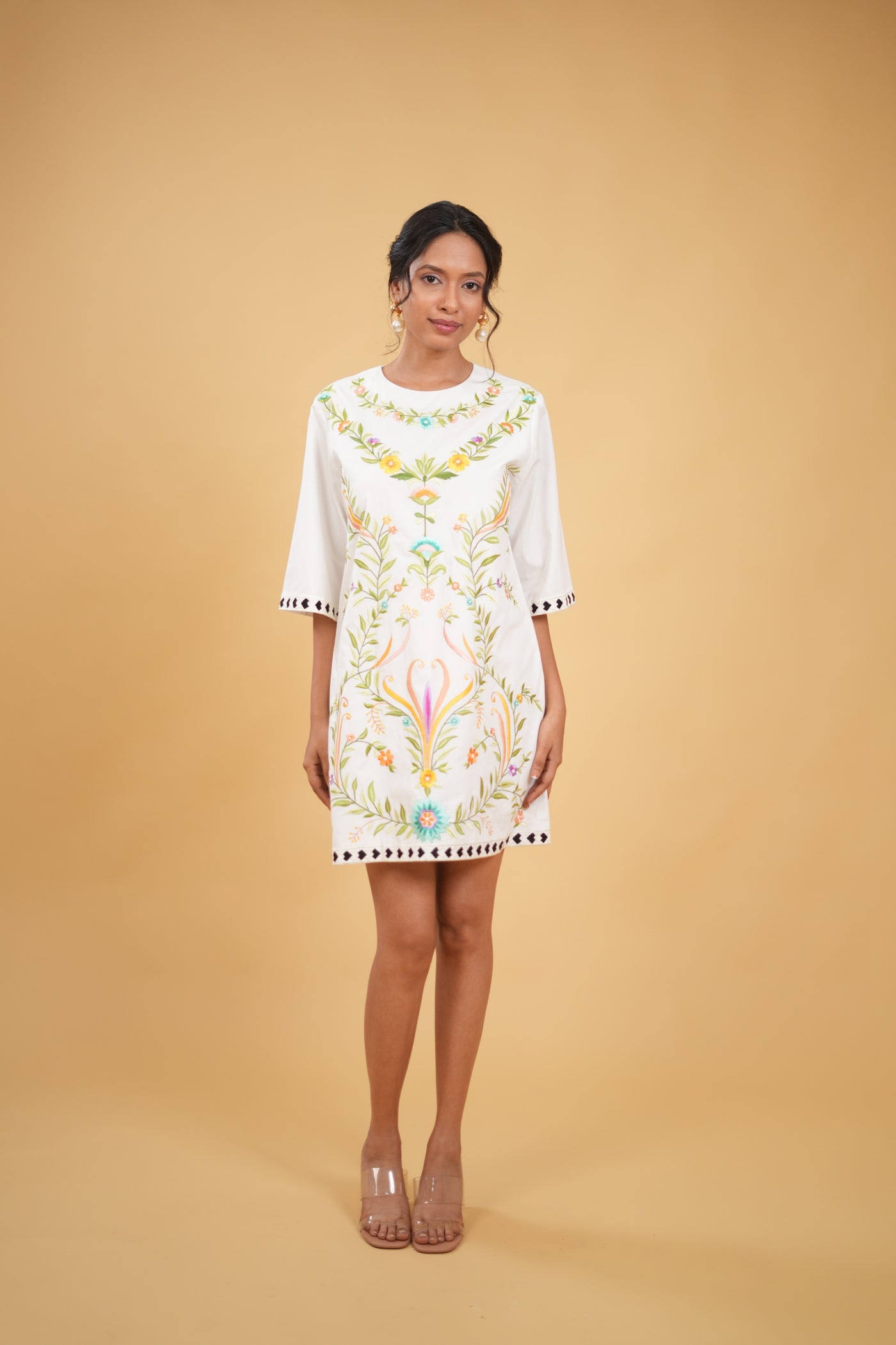 Camellia Embroidered Shift Dress