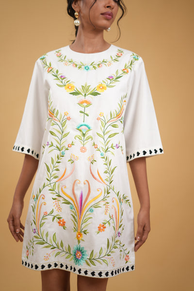 Camellia Embroidered Shift Dress