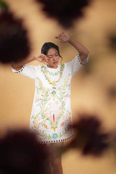 Camellia Embroidered Shift Dress