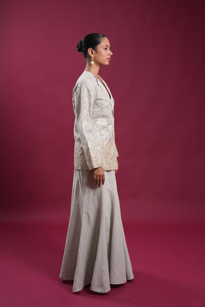 Regal Linen Jacket And Skirt Set