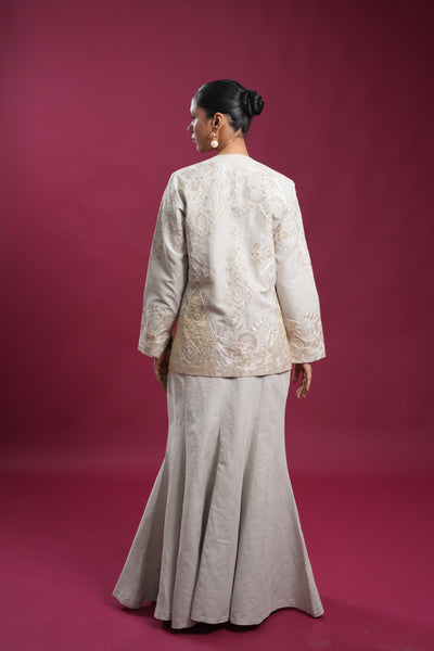 Regal Linen Jacket And Skirt Set