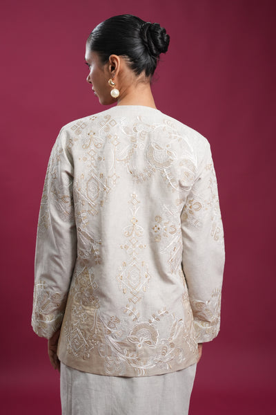 Regal Linen Jacket And Skirt Set