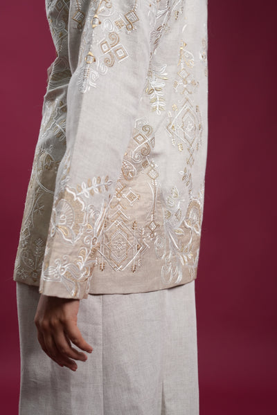 Regal Linen Jacket And Skirt Set