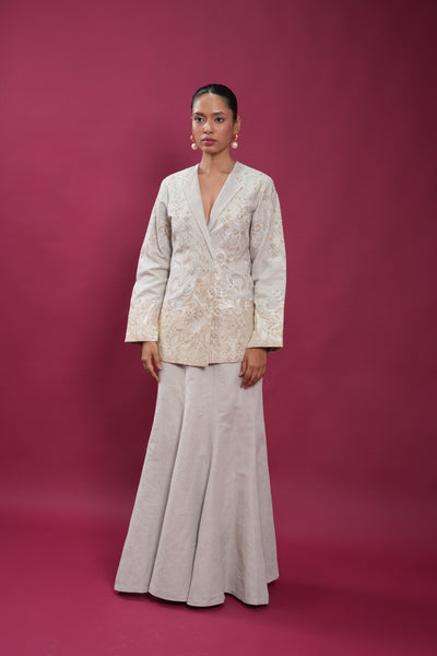 Regal Linen Jacket And Skirt Set