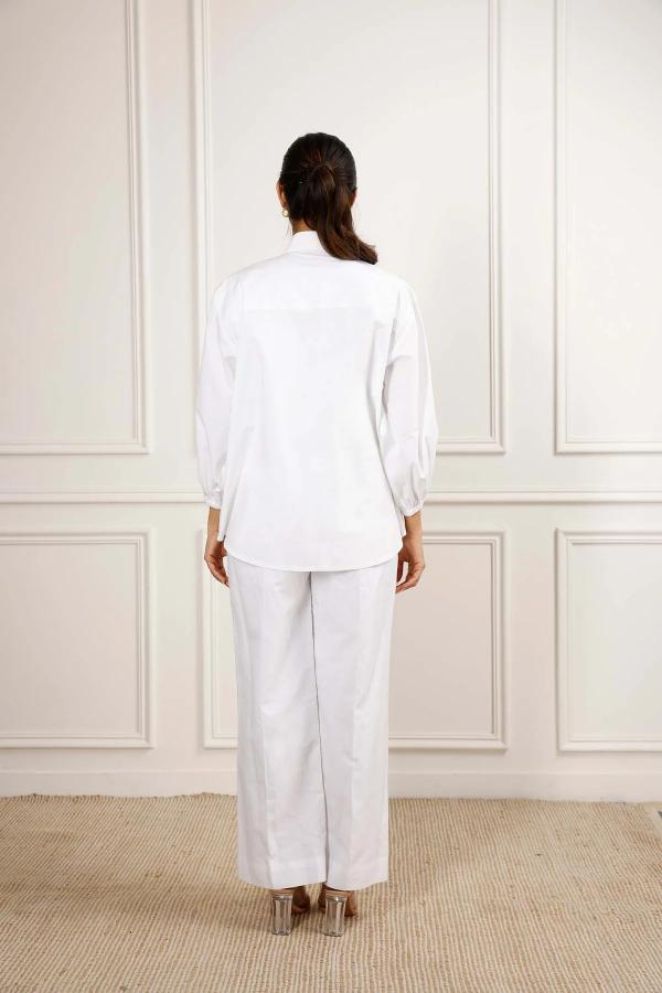 Full Bloom Oversized White Shirt