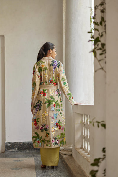 Golden Silk Zari Garden Jacket Set