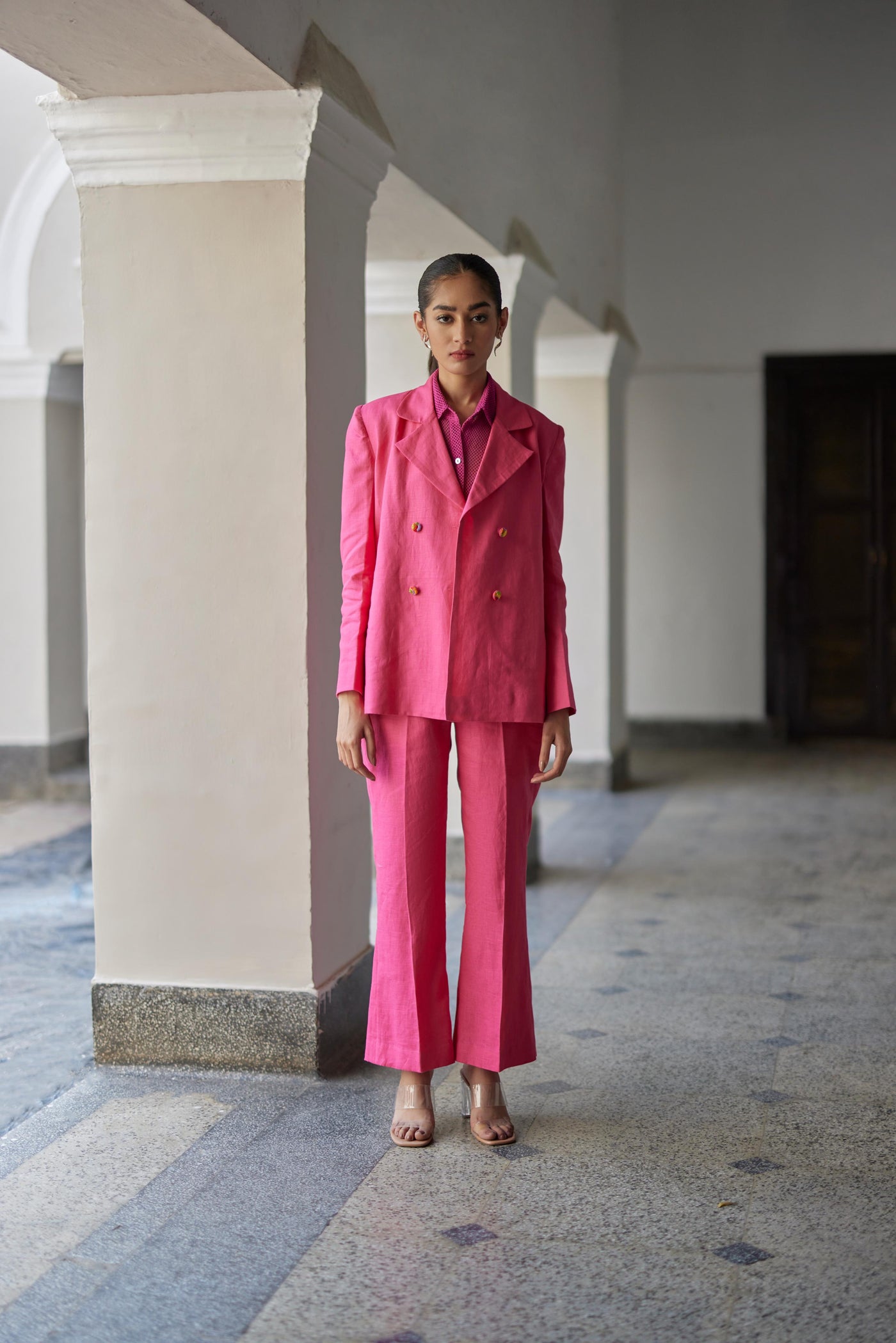 Rani Pink Linen Jacket Set