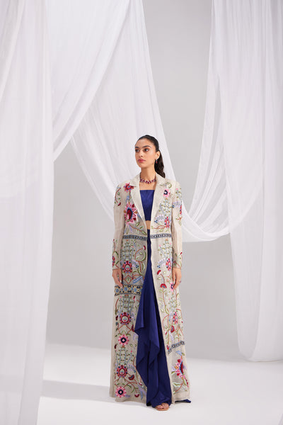 Silver Organza Treasure Embroidered Jacket