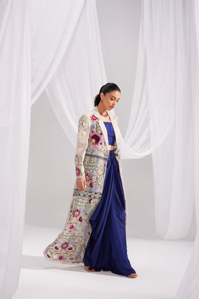 Silver Organza Treasure Embroidered Jacket