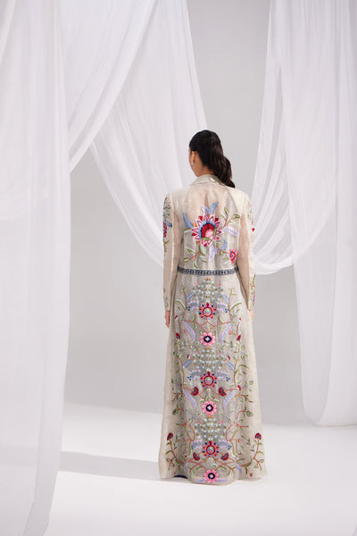 Silver Organza Treasure Embroidered Jacket