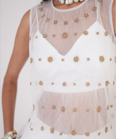 Golden Ivory Embroidered Top