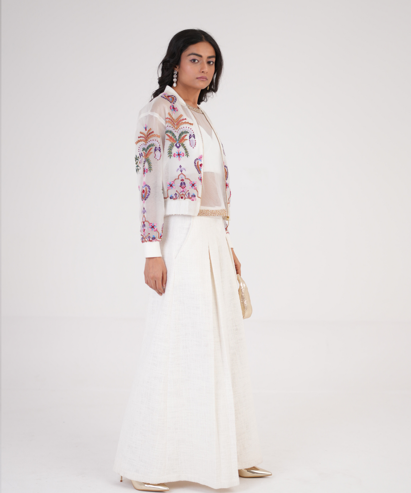 Feathered Golden Embroidered Shirt