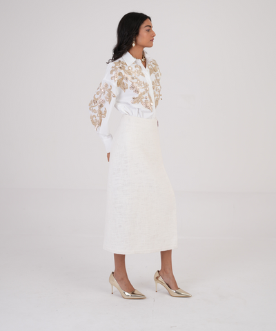 Feathered Golden Embroidered Shirt