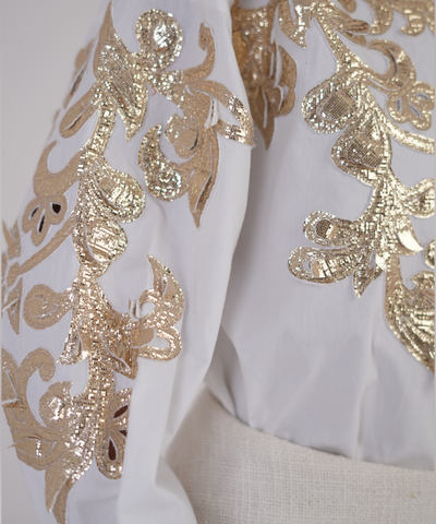 Feathered Golden Embroidered Shirt