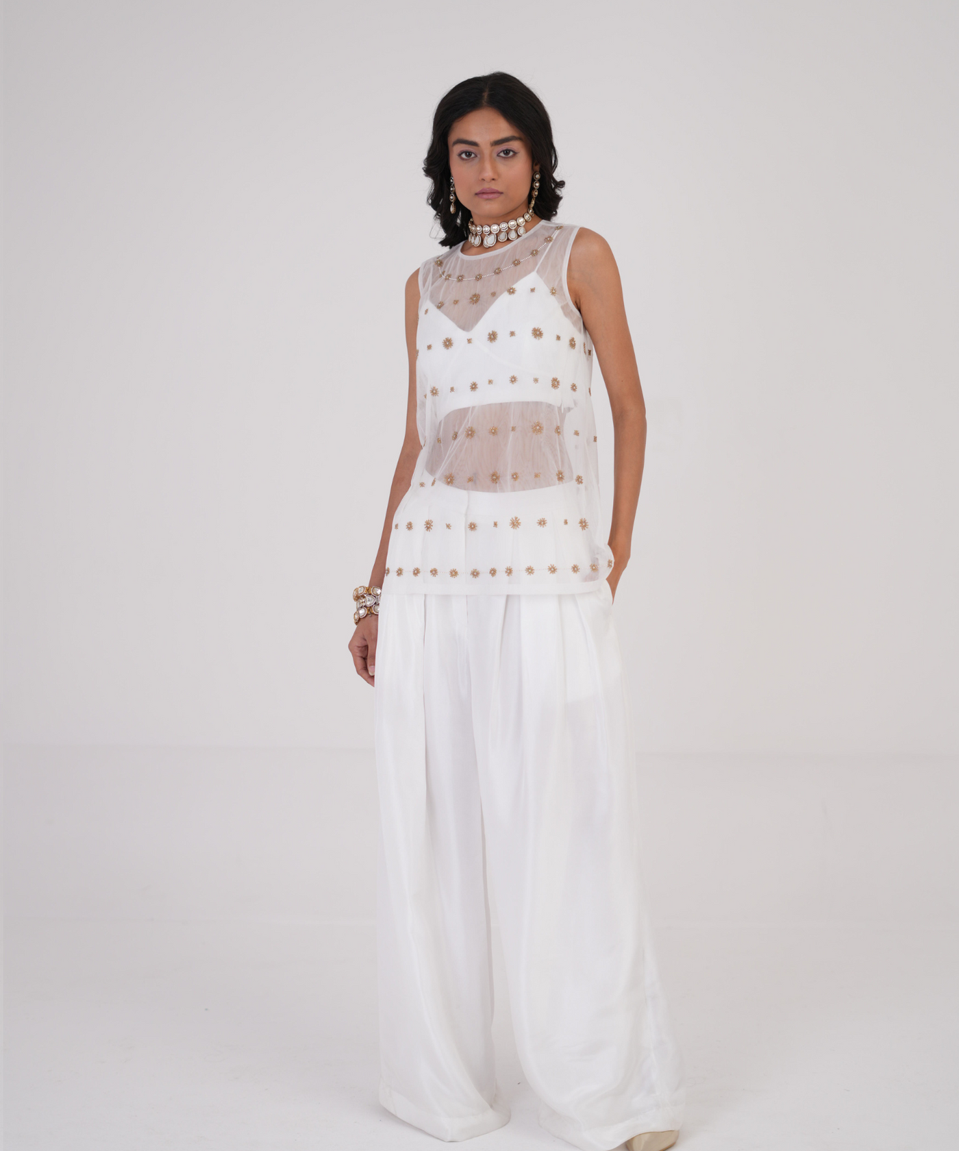 Golden Ivory Embroidered Top