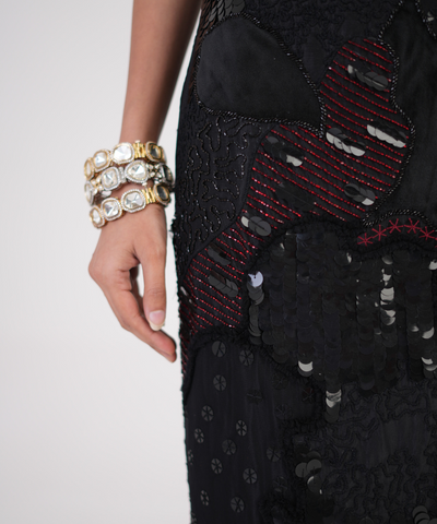 Artisan Threadwork Hand-Embroidered Silk Skirt