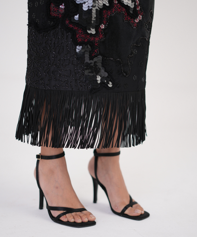 Artisan Threadwork Hand-Embroidered Silk Skirt