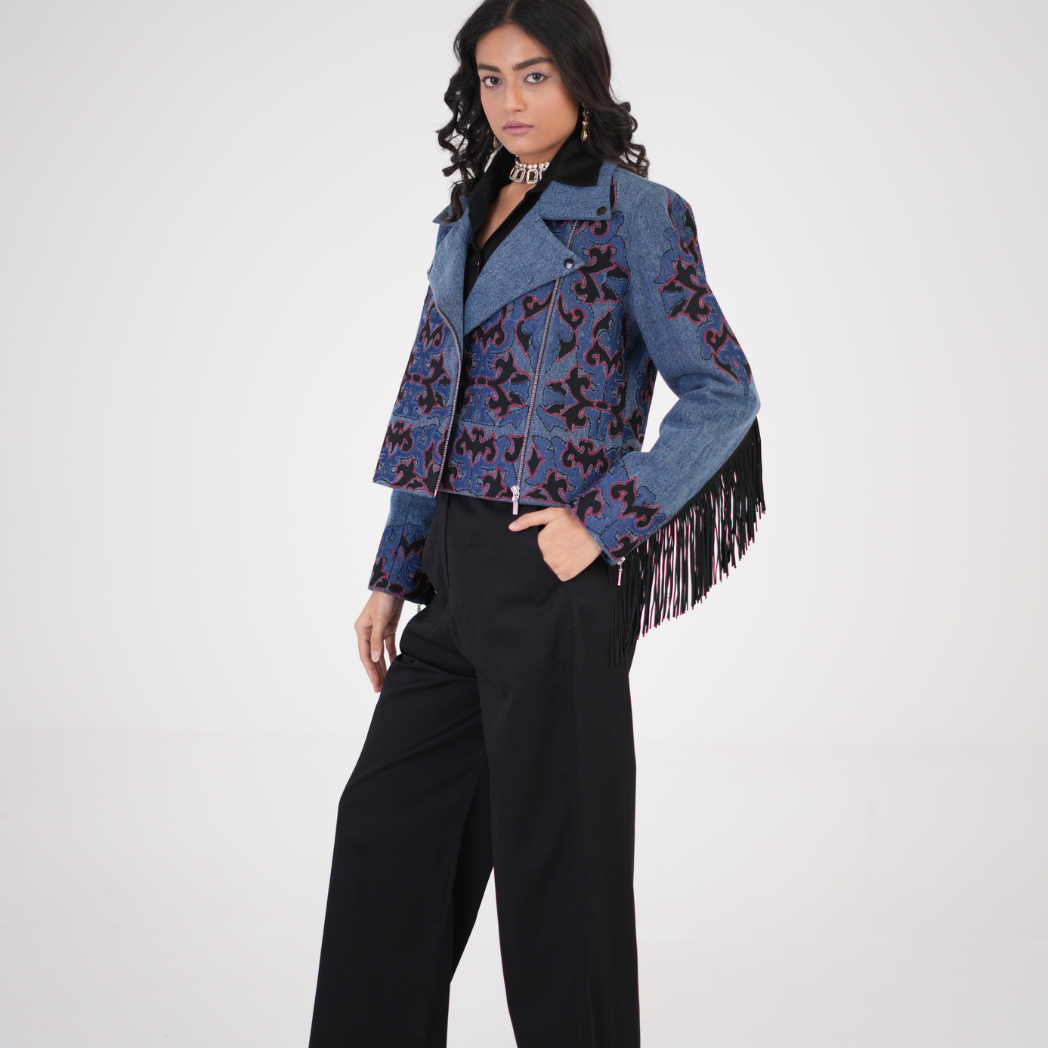 Artful Denim Biker Jacket