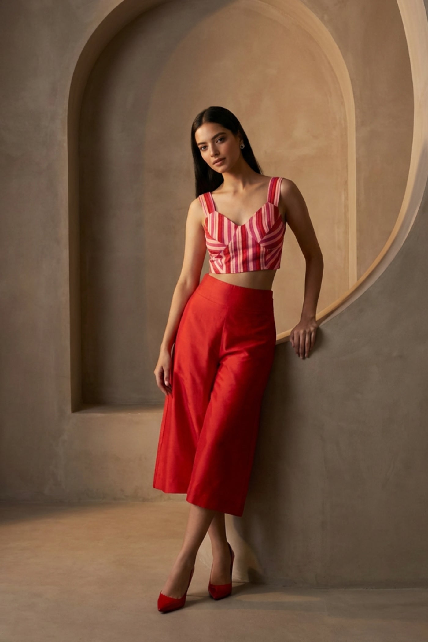 Red Happy Stripes Bustier